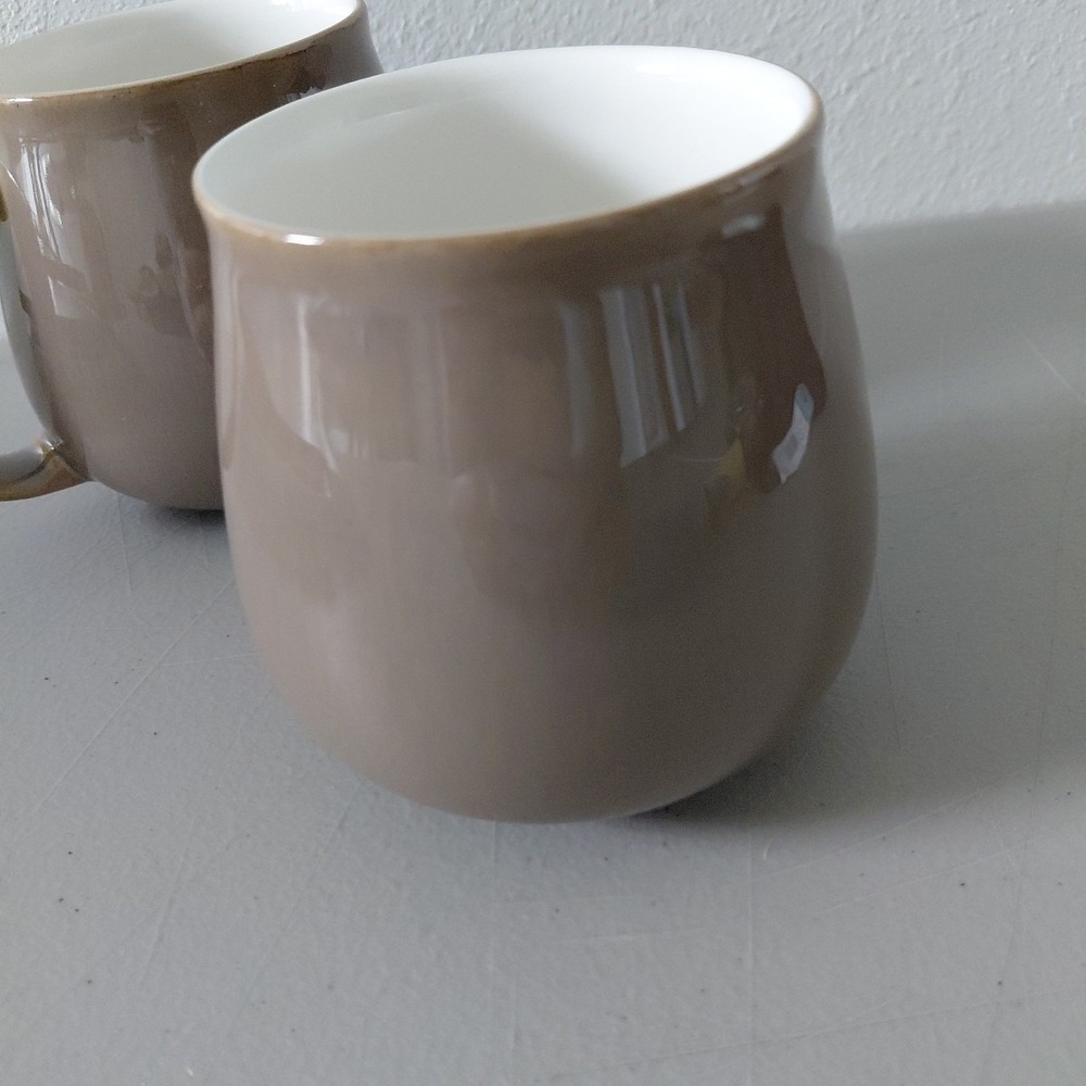 2 Denby Mugs TRUFFLE AB Set Pot Belly Slopped D Handle Ceramic England VTG - Picture 4 of 10